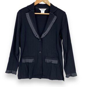 Exclusively Misook Sweater Blazer‎ Ruffle Cardigan Knit Acrylic Old Money
